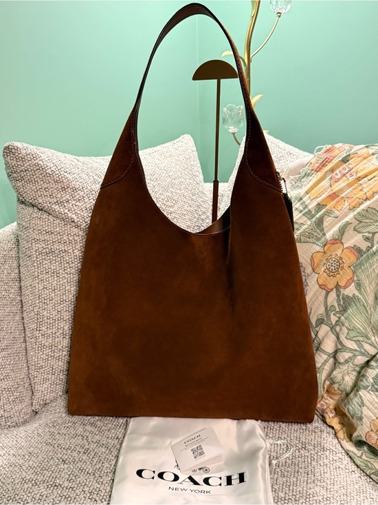 Handbags - Coach Brooklyn Shoulder Bag 39 Brown Suede Brass Hardware